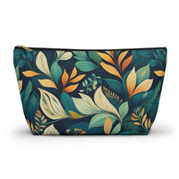 Golden Hour Foliage T-bottom Accessory Pouch – Elegant Botanical Print Organizer for Everyday Use