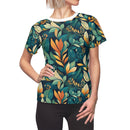 Golden Hour Foliage Women's T-Shirt – Elegant Botanical Print Tee for Effortless Chic