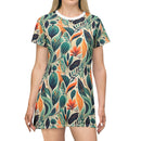 Floral Harmony Cascade T-Shirt Dress – Elegant Botanical Print Dress for Effortless Style