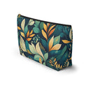 Golden Hour Foliage T-bottom Accessory Pouch – Elegant Botanical Print Organizer for Everyday Use