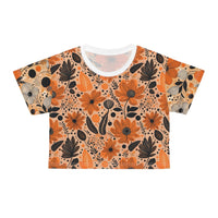 Bold Harvest Blooms Crop Tee – Vibrant Autumn Floral Print Top for Effortless Style