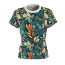 Golden Hour Foliage Women's T-Shirt – Elegant Botanical Print Tee for Effortless Chic