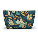 Golden Hour Foliage T-bottom Accessory Pouch – Elegant Botanical Print Organizer for Everyday Use