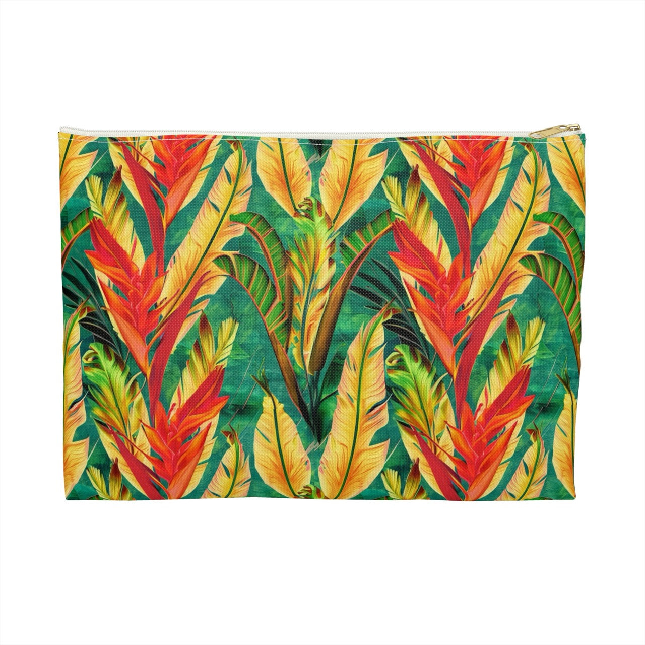 Verdant Fire Cascade Accessory Pouch – Bold Tropical Foliage Organizer for Everyday Essentials