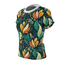 Vibrant Harmony Leaves Women's T-Shirt – Nature-Inspired Botanical Print for Effortless Elegance