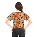 Bold Harvest Blooms Crop Tee – Vibrant Autumn Floral Print Top for Effortless Style