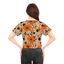 Bold Harvest Blooms Crop Tee – Vibrant Autumn Floral Print Top for Effortless Style
