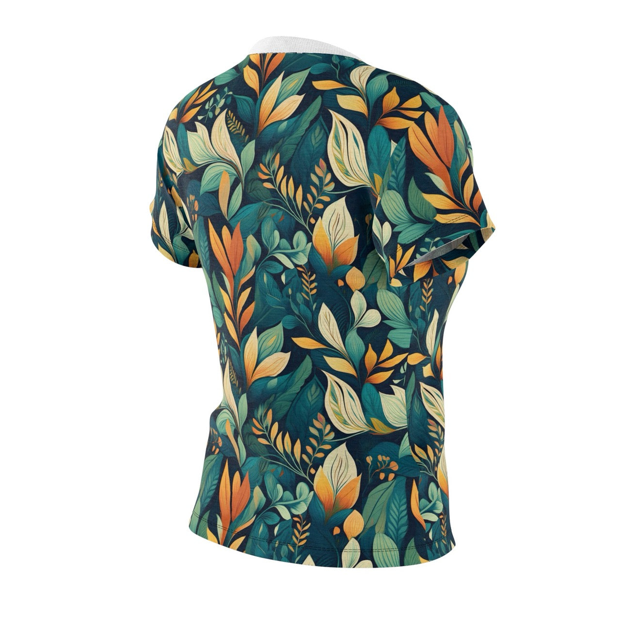 Golden Hour Foliage Women's T-Shirt – Elegant Botanical Print Tee for Effortless Chic