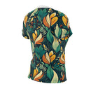Vibrant Harmony Leaves Women's T-Shirt – Nature-Inspired Botanical Print for Effortless Elegance