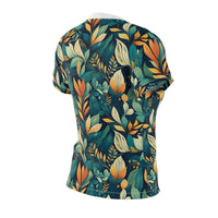 Golden Hour Foliage Women's T-Shirt – Elegant Botanical Print Tee for Effortless Chic