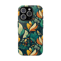 Vibrant Harmony Leaves iPhone Tough Phone Cases – Superior Protection, Shock Dispersion & Wireless Charging Compatible