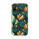 Vibrant Harmony Leaves iPhone Tough Phone Cases – Superior Protection, Shock Dispersion & Wireless Charging Compatible