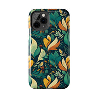 Vibrant Harmony Leaves iPhone Tough Phone Cases – Superior Protection, Shock Dispersion & Wireless Charging Compatible