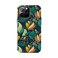 Vibrant Harmony Leaves iPhone Tough Phone Cases – Superior Protection, Shock Dispersion & Wireless Charging Compatible