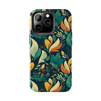 Vibrant Harmony Leaves iPhone Tough Phone Cases – Superior Protection, Shock Dispersion & Wireless Charging Compatible