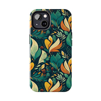 Vibrant Harmony Leaves iPhone Tough Phone Cases – Superior Protection, Shock Dispersion & Wireless Charging Compatible