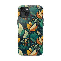 Vibrant Harmony Leaves iPhone Tough Phone Cases – Superior Protection, Shock Dispersion & Wireless Charging Compatible