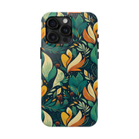 Vibrant Harmony Leaves iPhone Tough Phone Cases – Superior Protection, Shock Dispersion & Wireless Charging Compatible