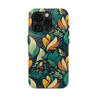 Vibrant Harmony Leaves iPhone Tough Phone Cases – Superior Protection, Shock Dispersion & Wireless Charging Compatible