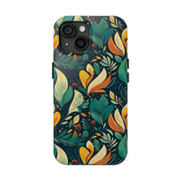 Vibrant Harmony Leaves iPhone Tough Phone Cases – Superior Protection, Shock Dispersion & Wireless Charging Compatible